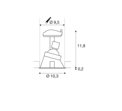 Plafonnier & Spot*SLV Spot encastrable, Horn-A, , IP44, Ø10,3cm, H12cm - noir