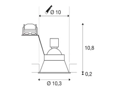 Plafonnier & Spot*SLV Spot encastrable, Horn-O, , IP21, Ø10,3cm, H11cm - noir mat