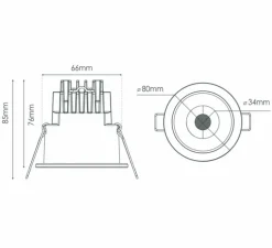 Spot encastrable, Hydra Basse Luminance, blanc, IP65, LED, dim, 2700, 3000 ou 4000K, 770-890 lm, Ø8cm, H8,5cm - Solum