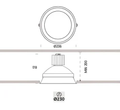 Plafonnier & Spot*ONOK Spot encastrable, Kono Plus, , LED, 3000k, 2500lm, Ø23cm, H17,8cm - blanc