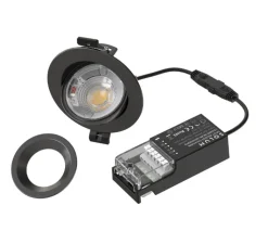 Plafonnier & Spot*Solum Spot encastrable, Leonis, , IP65, LED, dim, 2700-3000-4000K, 850-940 lm, Ø9,56cm, H3,3cm - noir