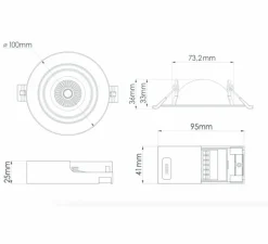 Plafonnier & Spot*Solum Spot encastrable, Léo orientable, , IP65, LED, dim, 2700, 3000 ou 4000K, 650-690 lm, Ø10cm, H3,6cm - blanc
