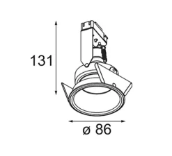 Spot encastrable, Lotis Round Recessed 86 1x, blanc, IP 55, Ø8,6cm, H13,1cm - Modular