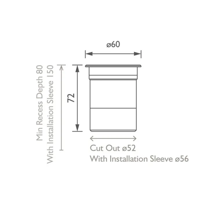Plafonnier & Spot*John Cullen Spot encastrable, Lucca 60 medium, , IP67, LED, 2700K, 351 lm, Ø6cm, H7,2cm - acier inoxydable