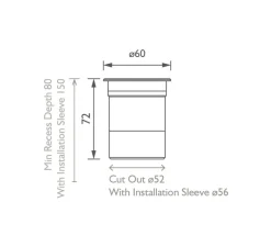 Plafonnier & Spot*John Cullen Spot encastrable, Lucca 60 narrow, , IP67, LED, 2700K, 351 lm, Ø6cm, H7,2cm - acier inoxydable
