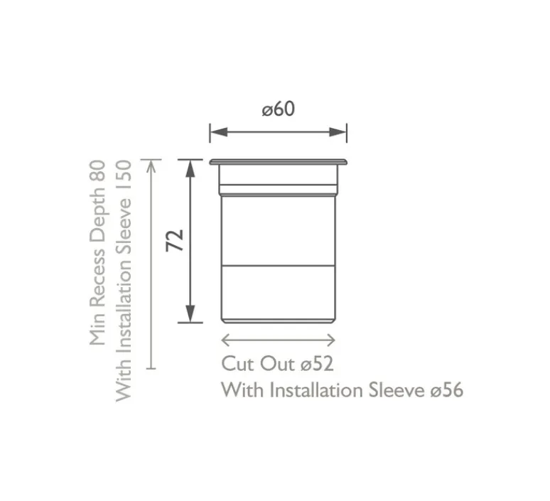 Plafonnier & Spot*John Cullen Spot encastrable, Lucca 60 narrow, , IP67, LED, 2700K, 351 lm, Ø6cm, H7,2cm - acier inoxydable
