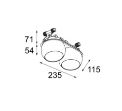 Spot encastrable, Marbul Recessed Adjustable 115 2x, blanc, LED, dim, 1800-3000K, 955 lm, L23,5cm, H5,4cm - Modular