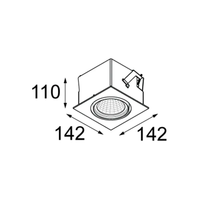 Spot encastrable, Marcel, 15°, noir, LED, 2700K, 2174lm, L14,2cm, H11cm - Modular