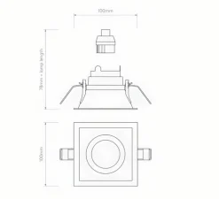 Spot encastrable, Minima Slimline Square Fixed Fire-Rated, blanc, IP65, L10cm, H7,8cm - ASTRO