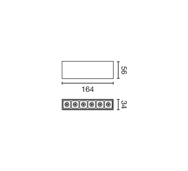 Spot encastrable, Neso Point 6, noir mat, LED, dim, Dali, 2700K, 490 lm, L16,4cm, H5,6cm - Faro