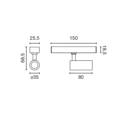 Plafonnier & Spot*Faro Architectural Spot encastrable, Neso Slim Hole, , LED, 40°, 3000K, 345 lm, L2,55cm, H6,85cm - Faro noir mat