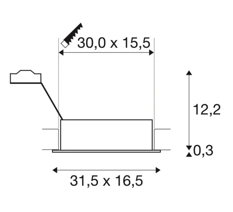Plafonnier & Spot*SLV Spot encastrable, New Tria 300, , L31,5cm, H12,5cm - noir