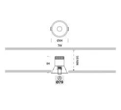 Plafonnier & Spot*ONOK Spot encastrable, Optik 2, variable DALI, , LED, 3000K, 766lm, Ø7,9cm, H8,4cm - blanc