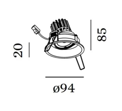 Plafonnier & Spot*Wever&Ducré Spot encastrable, orientable, Deep Adjust ,1.0, LED, 2700K, 420 à 590lm, Ø9,4cm, H8,5cm- noir