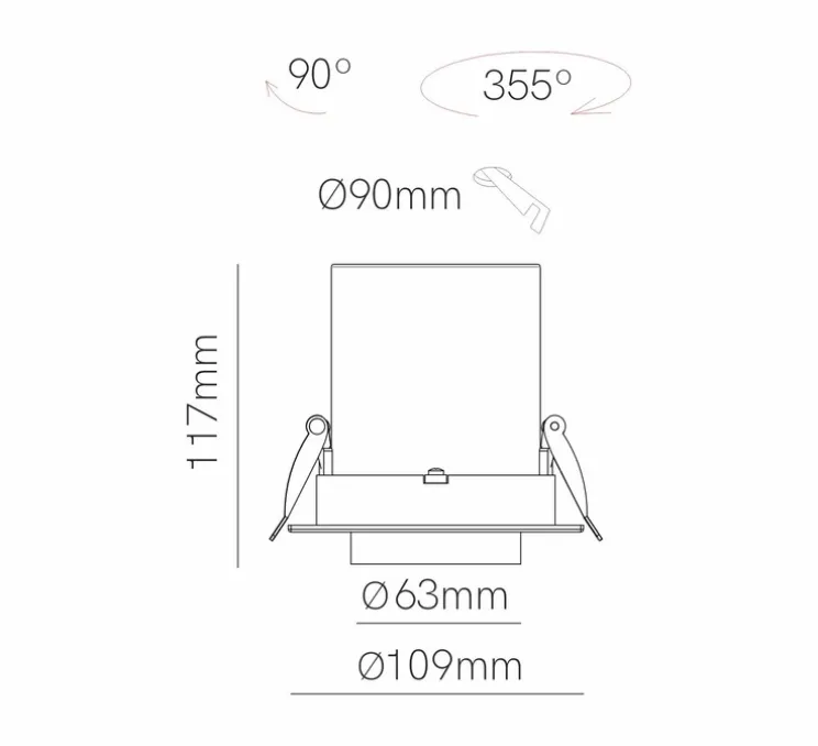 Spot encastrable, Oxo round dim recessed, noir, dim, LED, 2700/3200/4000K, 1260 lm, Ø9cm, H11,7cm - BENEITO FAURE