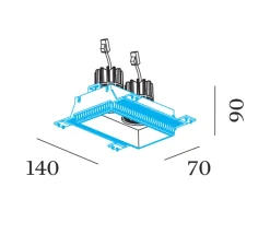 Plafonnier & Spot*Wever&Ducré Spot encastrable, Strange 2.0 LED, , LED, 3000K, 2x550/740lm, L7cm, H9cm - noir