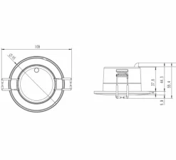 Plafonnier & Spot*Solum Spot encastrable, Teles Bluetooth, , IP65, LED, dim, 2200 à 6500K, 300-450 lm, Ø8,8cm, H5,5cm - blanc