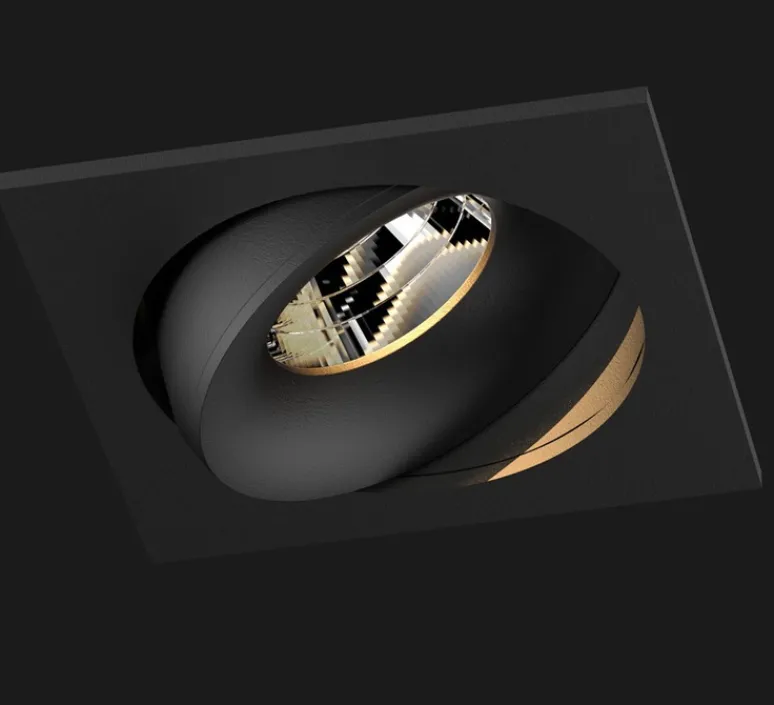 Plafonnier & Spot*Doxis Spot encastrable, Titan Mix Square Organic, 28°, Bobbytrap springs, noir mat, dim, LED, 2700K, 1100lm, L9,2cm, H6,8cm - blanc