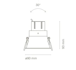 Spot encastrable, Tolva M, blanc, LED, dim, 4000K, 780 lm, Ø9cm, H9,3cm - Nexia
