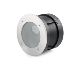 Plafonnier & Spot*Faro Spot extérieur de sol encastrable, Salt, asymétrique, LED, 3000K, Ø18cm, IP67, 45° - gris