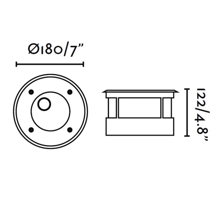 Plafonnier & Spot*Faro Spot extérieur de sol encastrable, Salt, asymétrique, LED, 3000K, Ø18cm, IP67, 45° - gris