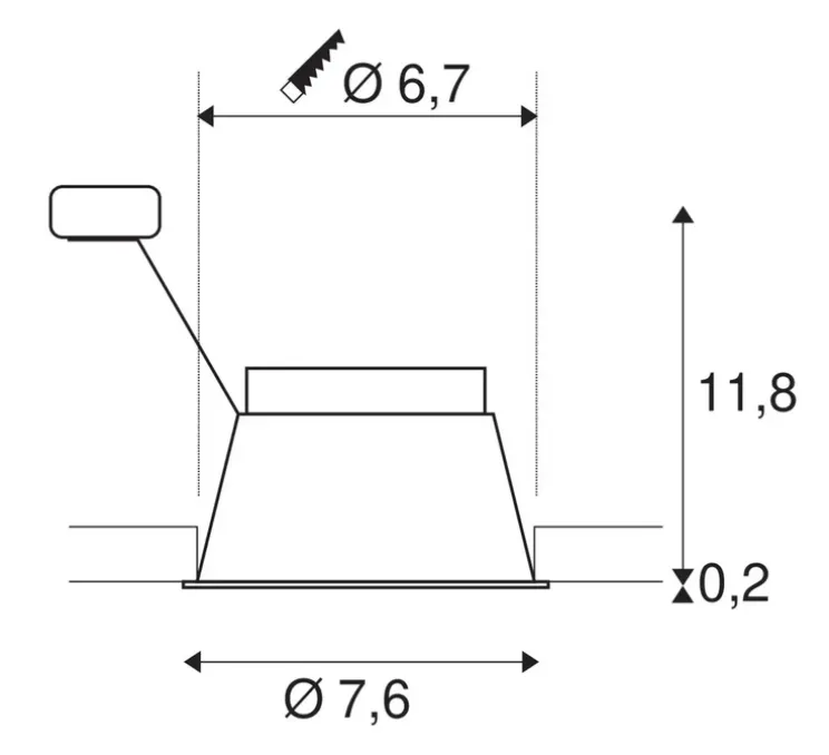 Spot, Horn, blanc, Ø7,6cm, H12cm - Slv