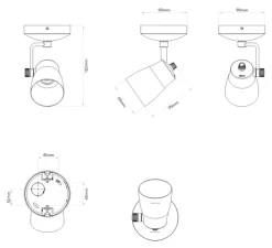 Plafonnier & Spot*Astro Spot, Juno Single, , L9cm, H16cm - bronze