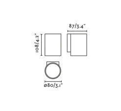 Plafonnier & Spot*Faro Spot, Kov 1L, 34°, , IP65, LED, 2700K, 835lm, L8cm, H10,8cm - noir