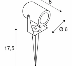 Plafonnier & Spot*SLV Spot, LED SPIKE, , IP55, LED, 3000K, 400lm, Ø6cm, H10cm - noir