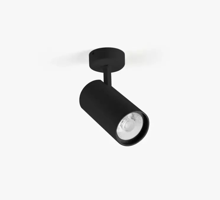 Spot ou applique en saillie, Fost 42W, noir, LED, dim, 2700K, 3286 lm, Ø9cm, H18cm - Faro