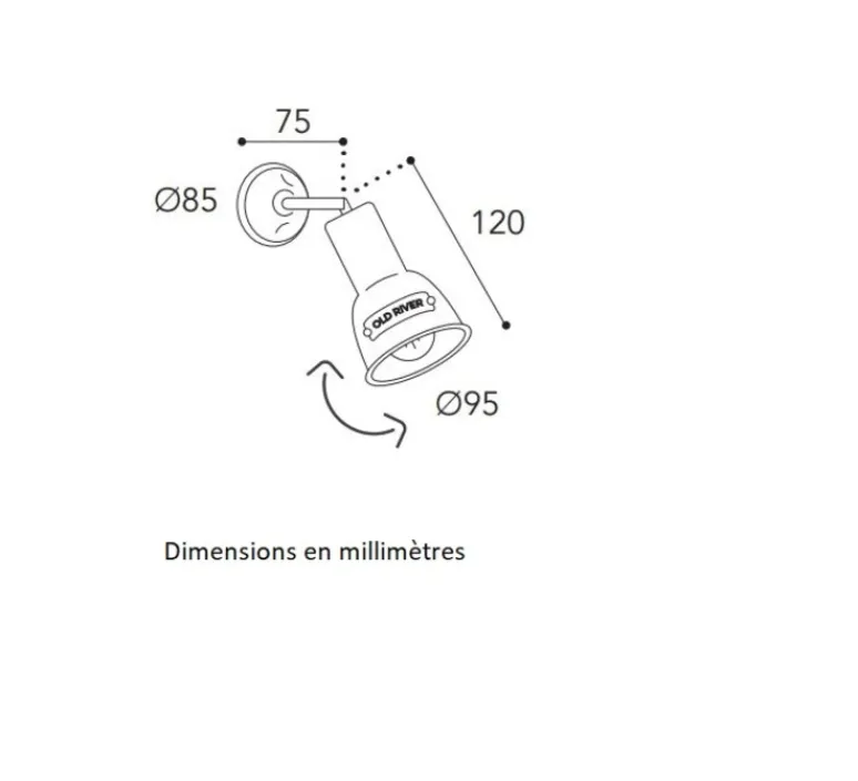 Plafonnier & Spot|Applique*Moretti Luce Spot ou applique en saillie, Azali 1521, , L9,5cm, H12cm - Cuivre laiton vieilli
