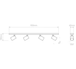 Spot ou plafonnier, Ascoli Four Bar, bronze, L90cm, H13cm - Astro