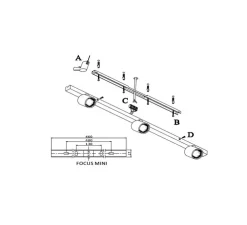 Spot pour rail, Focus Line, laiton, LED, dim, 3000K, 1080 lm, L70cm, H5,5cm - Light Point