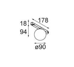 Plafonnier & Spot*Modular Spot pour rail, Gamin Track 48V 90 1x, , LED, dim, 2700K, 588 lm, Ø9cm, H9,4cm - noir