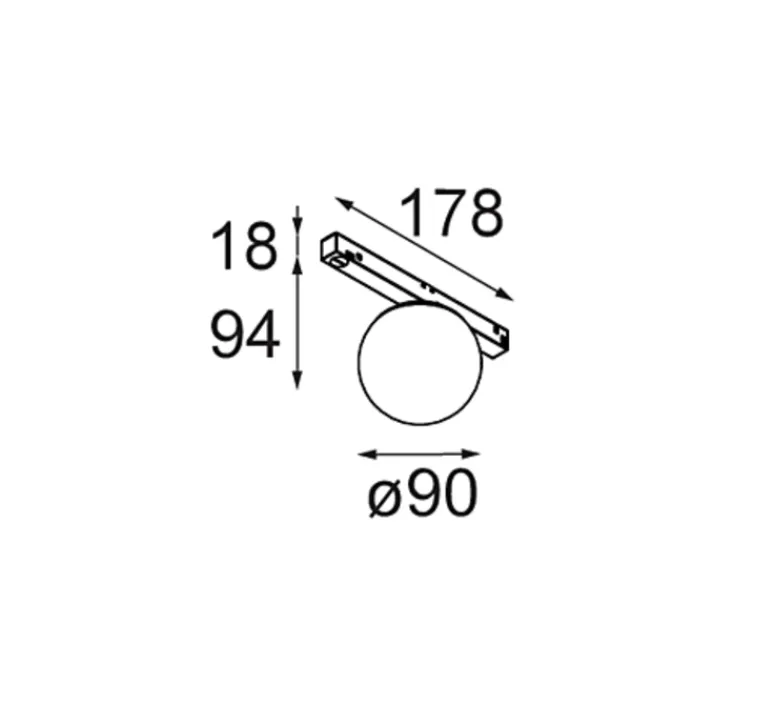 Plafonnier & Spot*Modular Spot pour rail, Gamin Track 48V 90 1x, , LED, dim, 2700K, 588 lm, Ø9cm, H9,4cm - noir