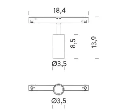 Plafonnier & Spot*Ilti Luce Spot pour rail, Gravity 8W 15°, , LED, dim, 2700K, 500 lm, L18,4cm, H13,9cm - noir