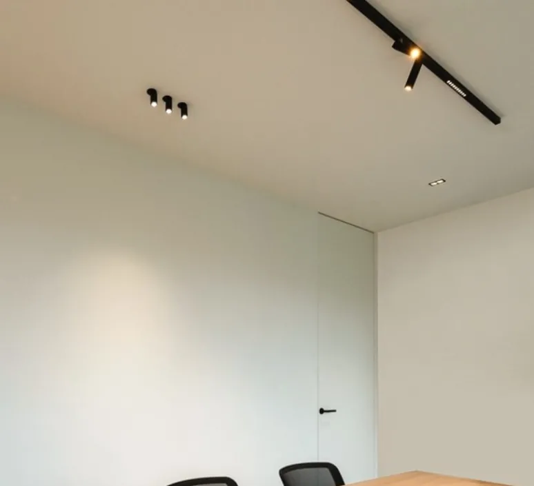 Plafonnier & Spot*Wever&Ducré Spot pour rail, Mick on Strex 2.0, , LED, dim, 2700K, 890 lm, Ø2,6cm, H13cm - noir et or