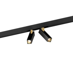 Plafonnier & Spot*Wever&Ducré Spot pour rail, Mick on Strex 2.0, , LED, dim, 2700K, 890 lm, Ø2,6cm, H13cm - noir et or