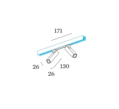 Plafonnier & Spot*Wever&Ducré Spot pour rail, Mick on Strex 2.0, , LED, dim, 2700K, 890 lm, Ø2,6cm, H13cm - noir et or