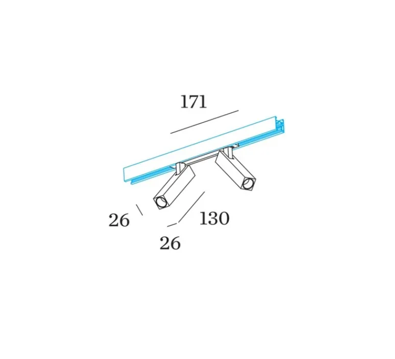 Plafonnier & Spot*Wever&Ducré Spot pour rail, Mick on Strex 2.0, , LED, dim, 2700K, 890 lm, Ø2,6cm, H13cm - noir et or
