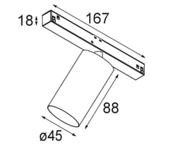 Spot pour rail, Minude 48 V, blanc, LED, dim, 2700K, 598 lm, L16,7cm, H8,8cm - Modular