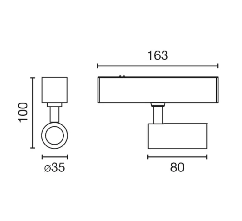 Plafonnier & Spot*Faro Architectural Spot pour rail, Neso Hole 40°, , LED, 2700K, 430 lm, L16,3cm, H10cm - noir