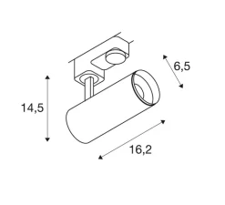 Plafonnier & Spot*SLV Spot pour rail, Numinos S, , LED, dim, 2700K, 985 lm, 24°, L16,2cm, H14,5cm - noir
