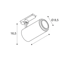 Plafonnier & Spot*SLV Spot pour rail, Numinos Zoom M Dali, , LED, dim, 3000K, 1800 lm, L19cm, H16,5cm - noir