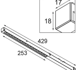 Plafonnier & Spot*Modular Spot pour rail, Pista Linear Spots Track 48V 429 1x, , LED, dim, 2700K, 1428 lm, DALI, L42,9cm, H1,8cm - noir