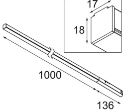 Plafonnier & Spot*Modular Spot pour rail, Pista Linear Light Track 48V 1136 1x, , LED, dim, 3000K, 1033 lm, L113,6cm, H1,8cm- blanc