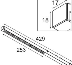 Plafonnier & Spot*Modular Spot pour rail, Pista Linear Spots Track 48V 429 1x, , LED, dim, 3000K, 1530 lm, L42,9cm, H1,8cm - noir