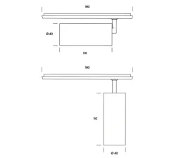 Spot pour rail, Tiny Focus 40-48V, noir, LED, 3000K, 705 lm, Ø4cm, H11cm - ONOK