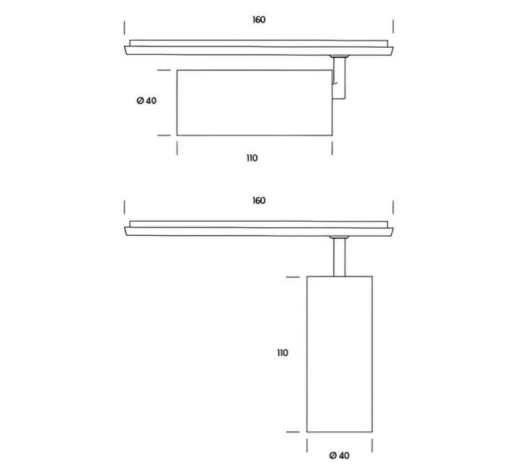 Spot pour rail, Tiny Focus 40-48V, noir, LED, 3000K, 705 lm, Ø4cm, H11cm - ONOK
