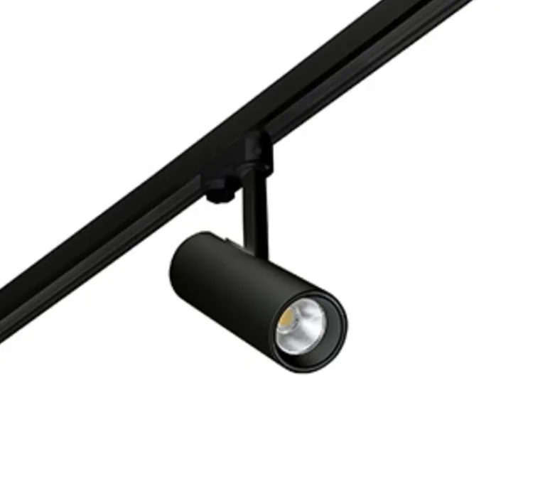 Plafonnier & Spot*Faro Spot, projecteur, Fuga Small, pour rail, LED, dim Triac, , orientable, angle 60°, 2700K, 1050lm Ø7cm, H21cm - Noir